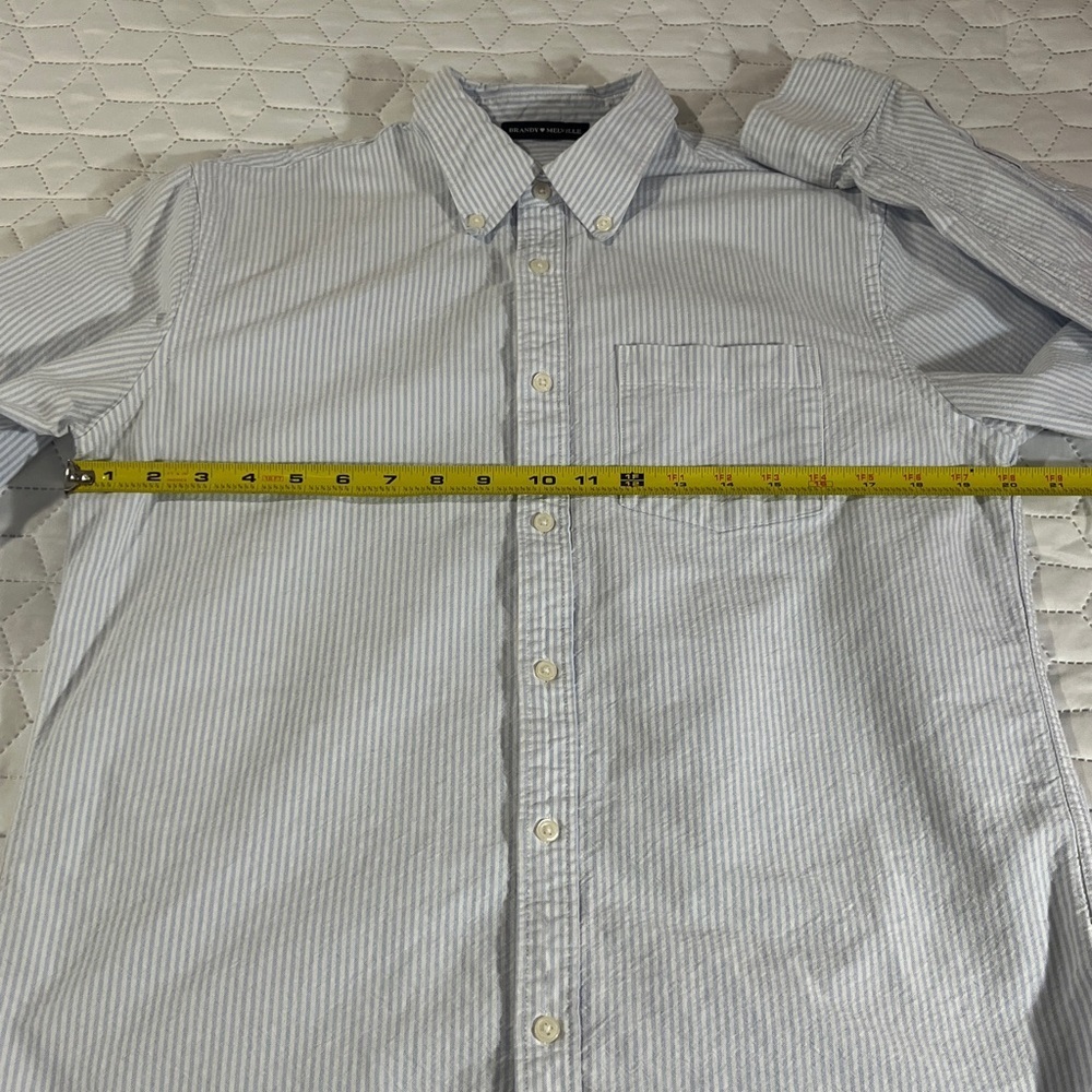 Brandy Melville Stephanie Stripe Botton Down 100% Cotton Oxford Shirt - Picture 9 of 12